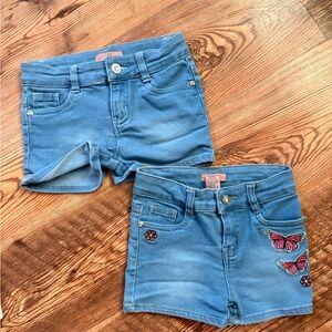 Girls' Blue Denim Shorts with Embroidered Butterflies